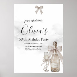 Svart Coquette Minimalistisk Elegant 50-årsdag Poster