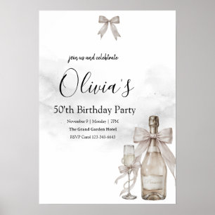 Svart Coquette Minimalistisk Elegant 50-årsdag Poster