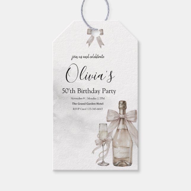 Svart Coquette Minimalistisk Elegant 50-årsdag Presentetikett (Framsidan)