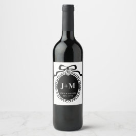 Svart Coquette Monogram Charm Vinflaska Etikett
