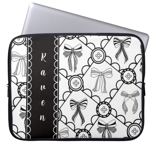 Svart Coquette-smycke Laptop Fodral (Framsidan)