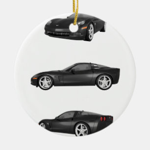 Svart Corvette Julgransprydnad Keramik