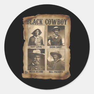 Svart Cowboy Western Rodeo Melanin Svart Historia  Runt Klistermärke