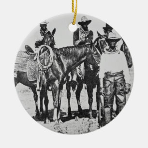 Svart Cowboys på Bonham, Texas, c.1890 Julgransprydnad Keramik