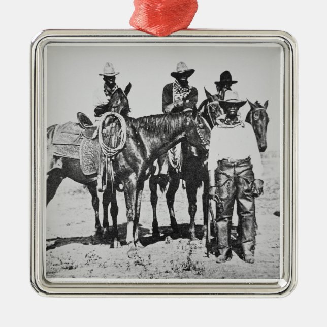 Svart Cowboys på Bonham, Texas, c.1890 Julgransprydnad Metall (Framsidan)