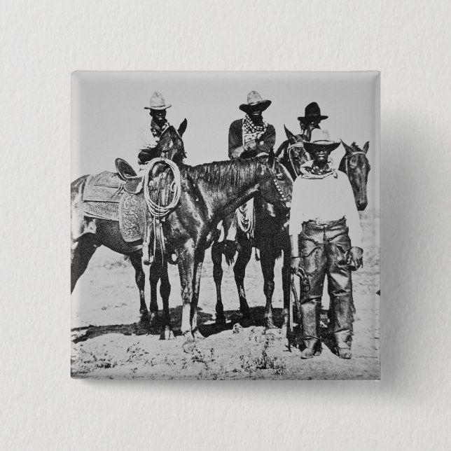 Svart Cowboys på Bonham, Texas, c.1890 Knapp (Framsida)