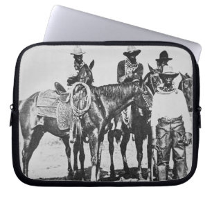 Svart Cowboys på Bonham, Texas, c.1890 Laptop Fodral