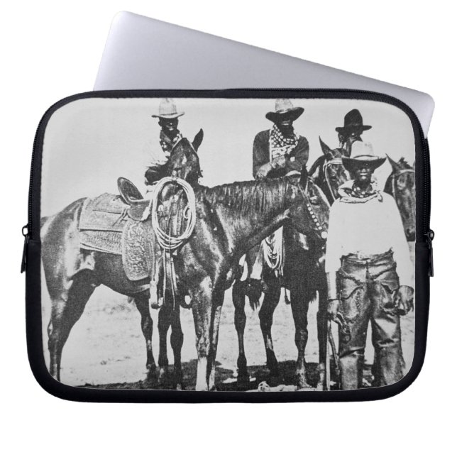 Svart Cowboys på Bonham, Texas, c.1890 Laptop Fodral (Framsidan)