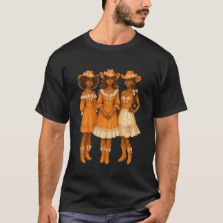 Svart Cowgirl Afro Amerikansk Melanin Coquette Räk T Shirt