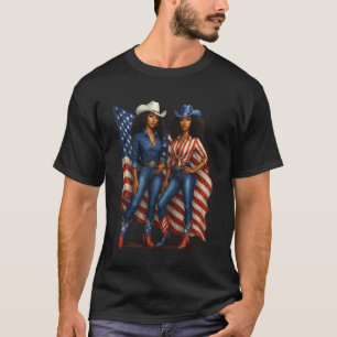 Svart Cowgirl Pride Patriotisk Afroamerikansk Wes T Shirt