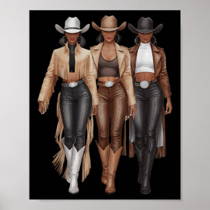 Svart Cowgirl Western Rodeo Melanin Cowgirl Poster