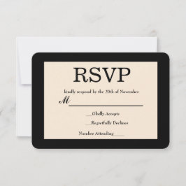 Svart & Crème Chic Elegant Bröllops-RSVP-kort OSA Kort