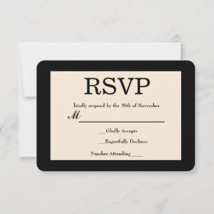 Svart & Crème Chic Elegant Bröllops-RSVP-kort OSA Kort