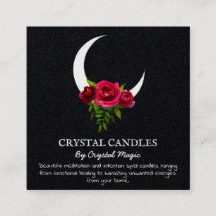 Svart Crescent Måne Crystal Candle-avsiktsförkla Fyrkantigt Visitkort