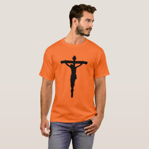 Svart crucifixT-tröja kristna katolska Jesus Tee