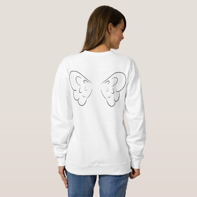 Svart cupid-Vingar, med hjärta framtill T Shirt (Hel baksida)