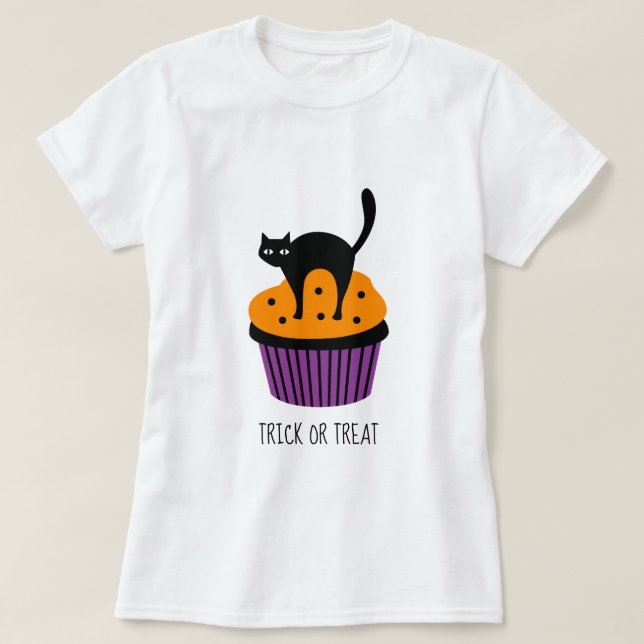 Svart cupkaka Halloween-tema T Shirt (Design framsida)