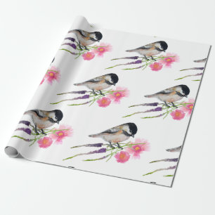 Svart Cute Cute Cute Chickadee Watercolor Art Presentpapper