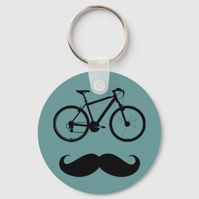 Svart cykel mustache nyckelring (Framsida)