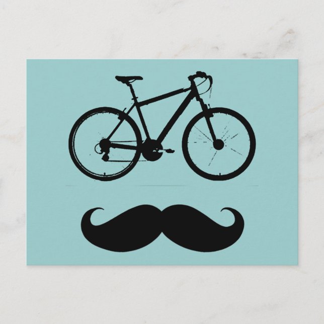 Svart cykel mustache vykort (Framsida)