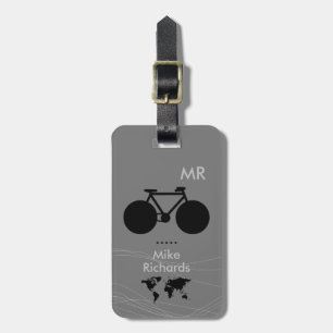 Svart cykel-resetagg för en biker bagagebricka