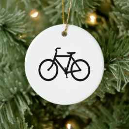 Svart cykelrutt julgransprydnad keramik