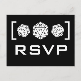 Svart D20 Dice Gamer-vykort för OSA Inbjudan Vykort