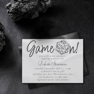 Svart D20-spel på RPG Tabletop Fantasy Dice Inbjudningar