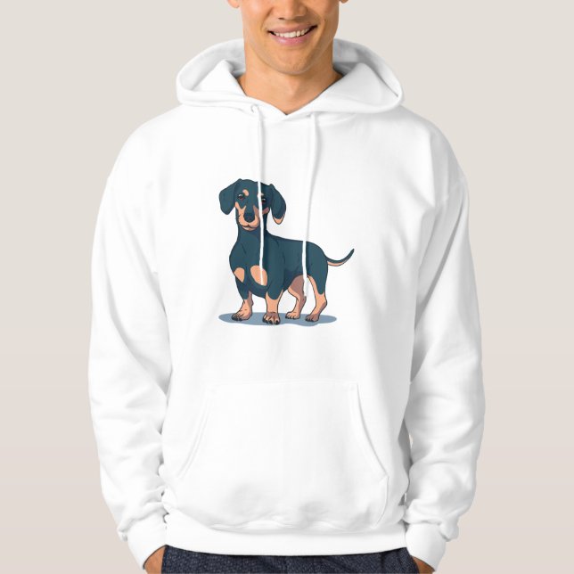 Svart Dachshund Hoodie (Framsida)