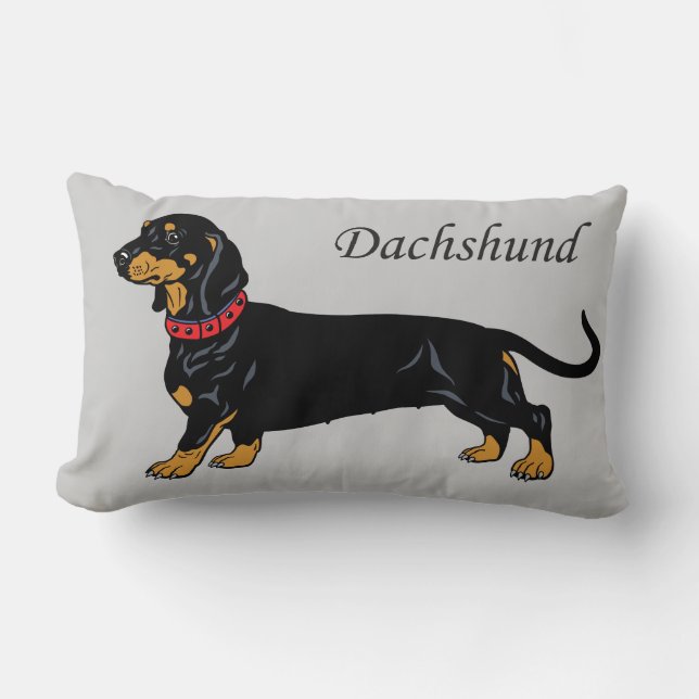 svart dachshund lumbarkudde (Framsida)