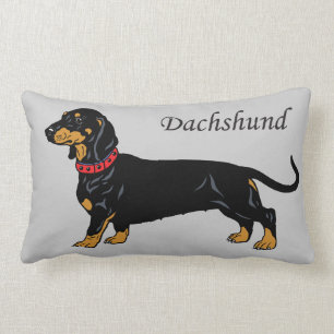 svart dachshund lumbarkudde