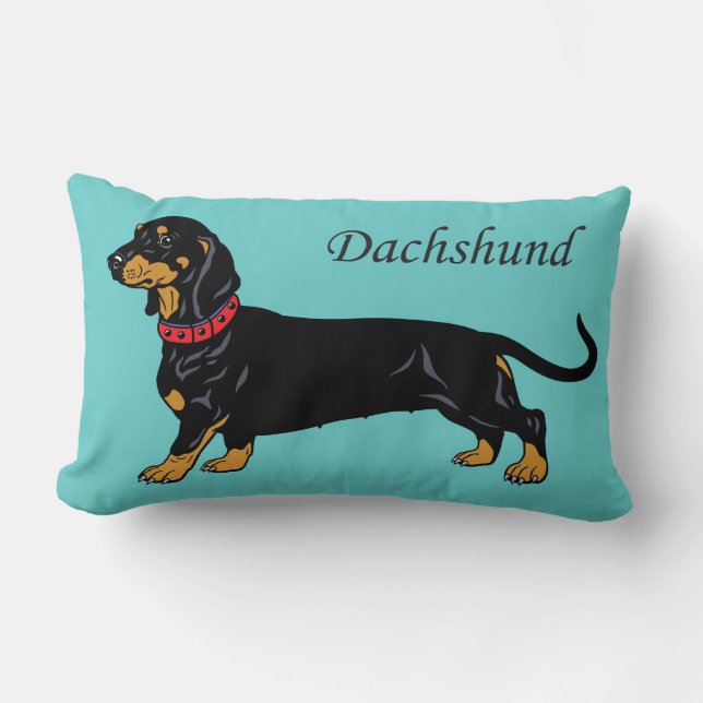 svart dachshund lumbarkudde (Framsida)