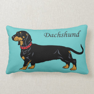 svart dachshund lumbarkudde