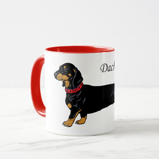 svart dachshund mugg (Framsida vänster)