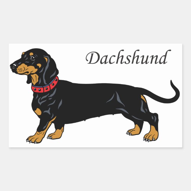 svart dachshund rektangulärt klistermärke (Framsida)