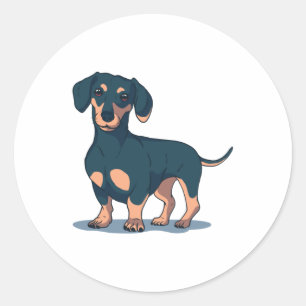 Svart Dachshund Runt Klistermärke