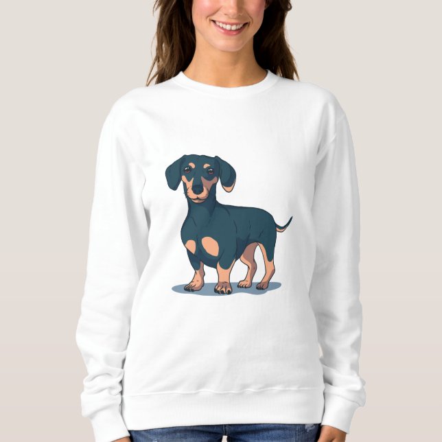 Svart Dachshund T Shirt (Framsida)