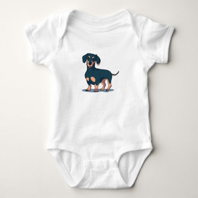 Svart Dachshund T Shirt (Framsida)