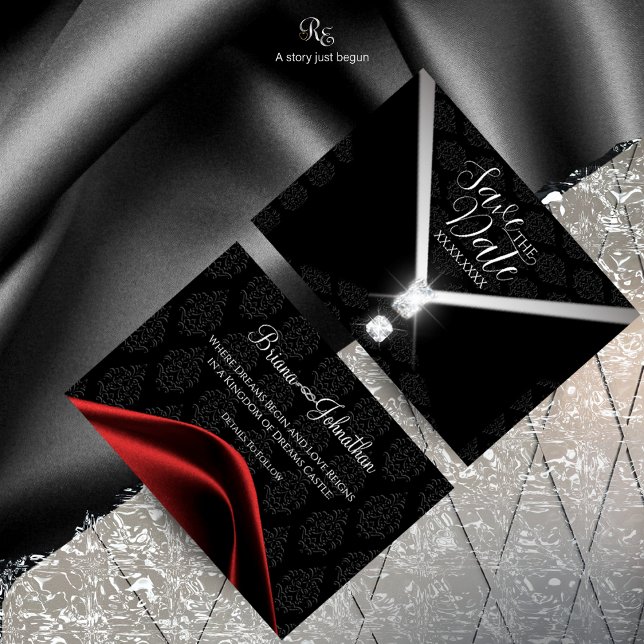 Svart däcksdiameter Spara datum Spara Datumet (Announce your day in black-tie style with this luxe Save the Date.)