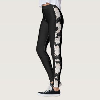 Svart Dahlia-Blommigt Leggings