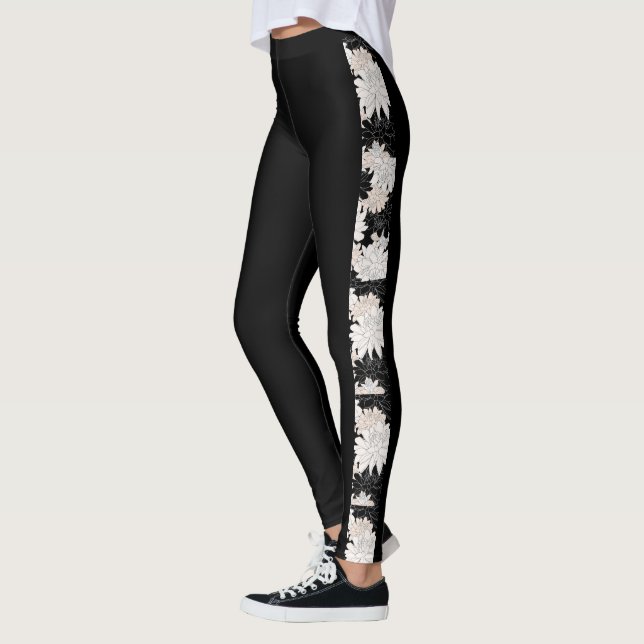 Svart Dahlia-Blommigt Leggings (Vänster)