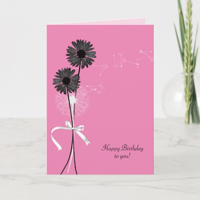 Svart daisy och dandelion kort (Framsida)
