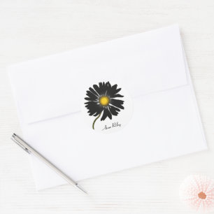 svart daisy runt klistermärke