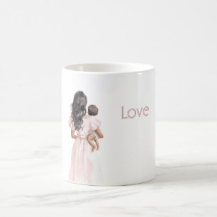 Svart dam rosa klänning baby kaffemugg