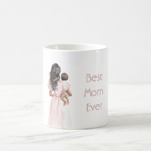 Svart dam rosa klänning Bästa mamma någonsin Baby Kaffemugg