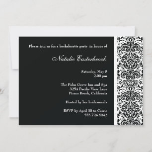 Svart Damask Bachelorette Party-inbjudan Inbjudningar