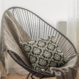 Svart Damask/Blommig Dekorativ Kuddslip Kudde