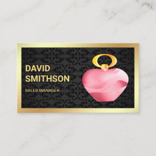 Svart Damask Guld Folie Rosa Parfymflaska Visitkort