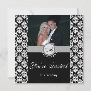 Svart Damask - inbjudan till fotobröllop