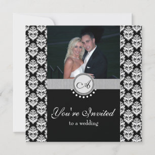 Svart Damask - inbjudan till fotobröllop